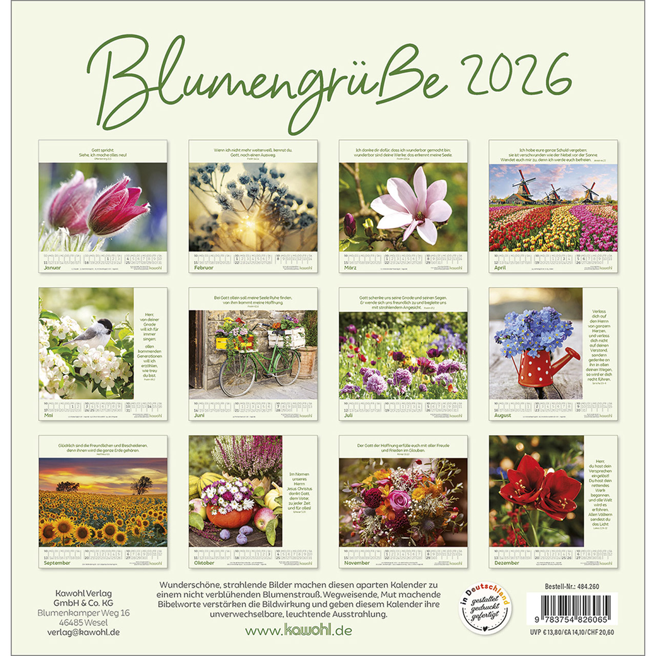 Wandkalender - Blumengrüße 2026