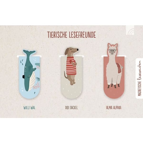 3er-Lesezeichen-Set 'Tierische Lesefreunde'