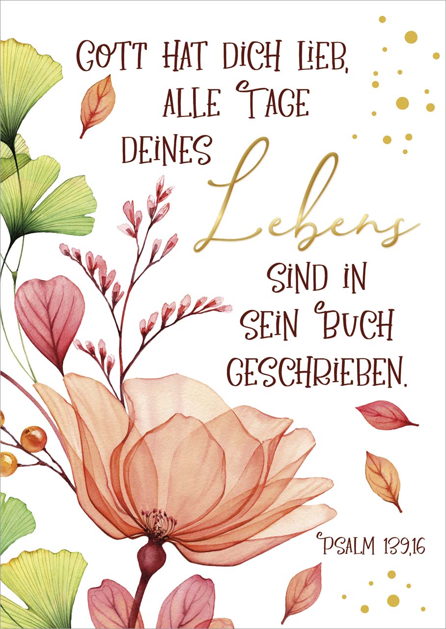 Postkarte - Postkarte Lovely - Blüten Blätter Punkte