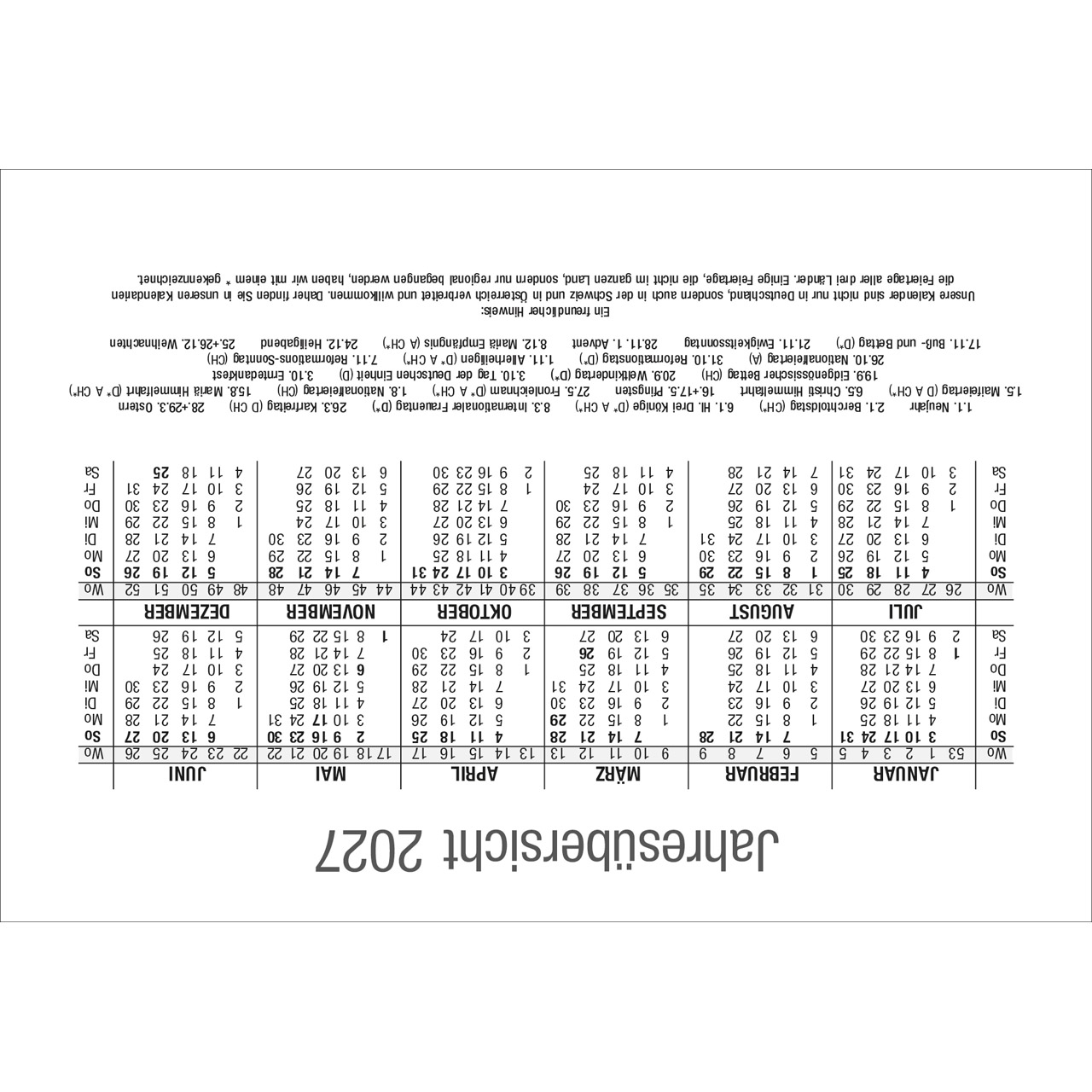 Aufstellkalender - In deine Hand stell ich den Tag 2027