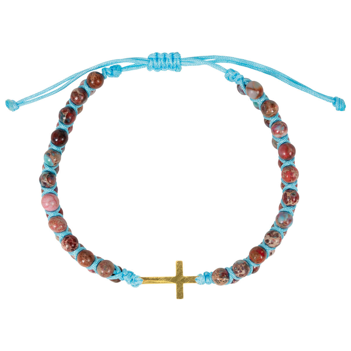 Armband - Perlen-Armband Kreuz - Armband Perlen Kreuz Türkis