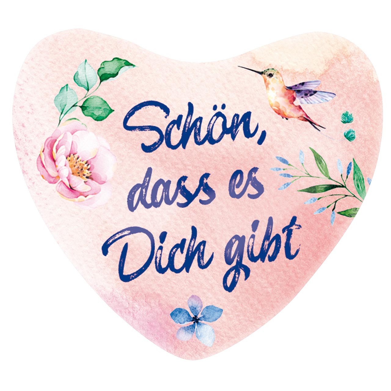 Magnet - Magnet-Set: Schön, dass es Dich gibt (Herz) - Kolibri Rose