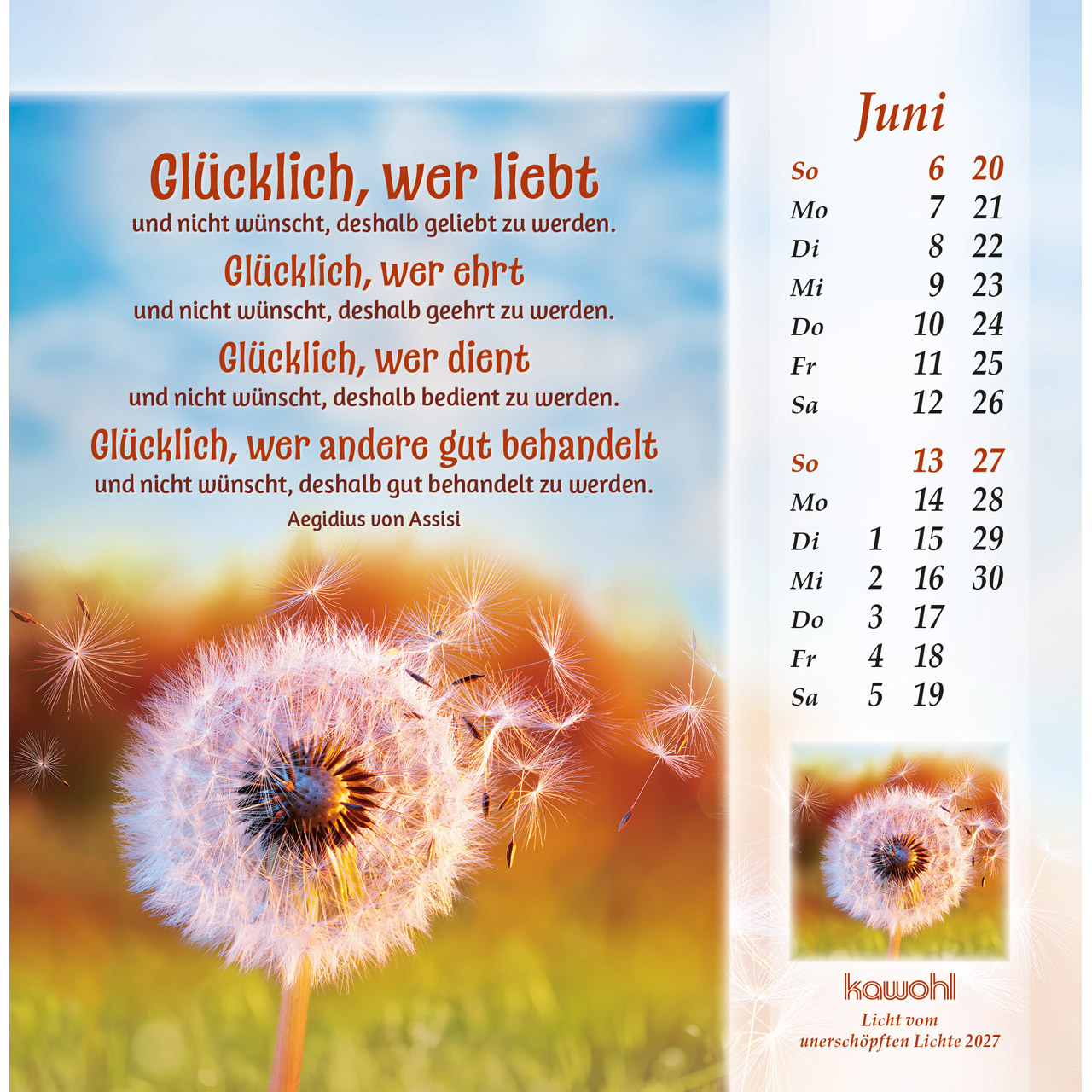 Postkartenkalender - Licht vom unerschöpften Lichte 2027
