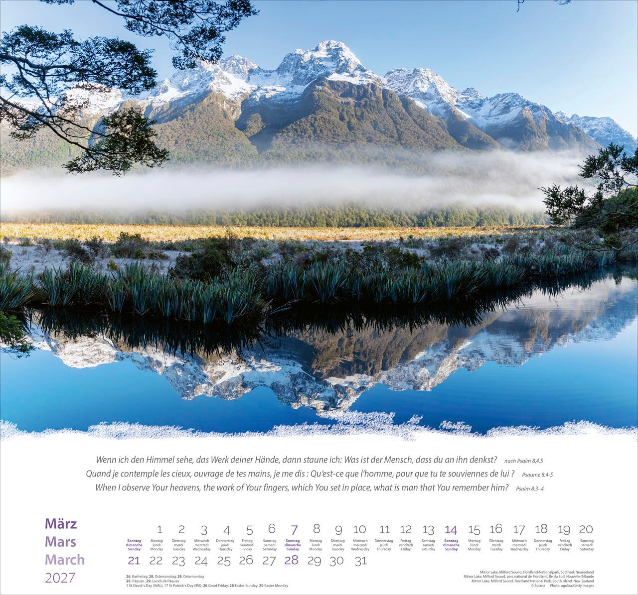 Wandkalender - Berge - Montagnes - Mountains 2027 Wandkalender