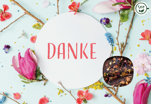 Lebensmittel-Karte - Teekarte 'Danke' - Blumen Tee