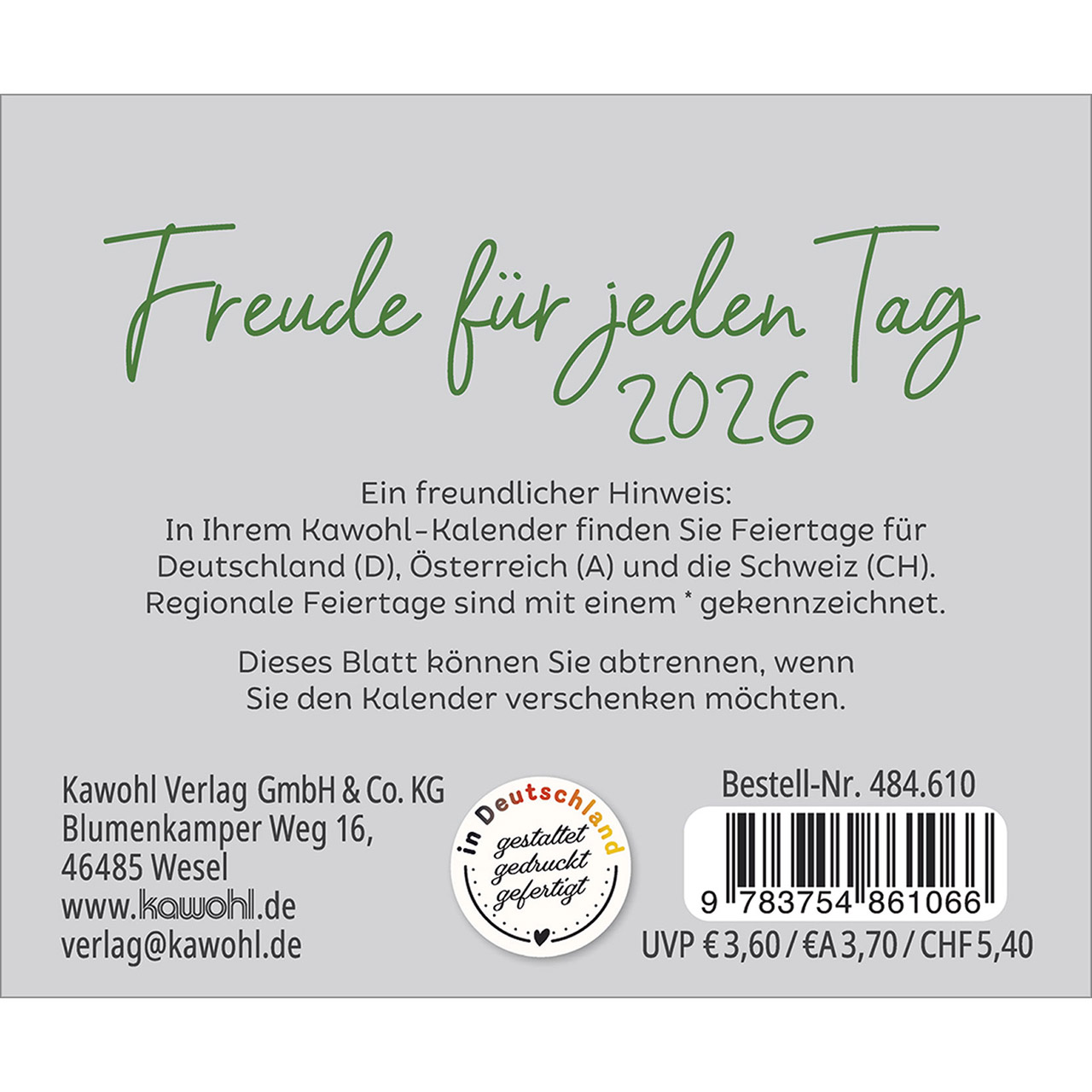 Tischkalender - Freude für jeden Tag 2026