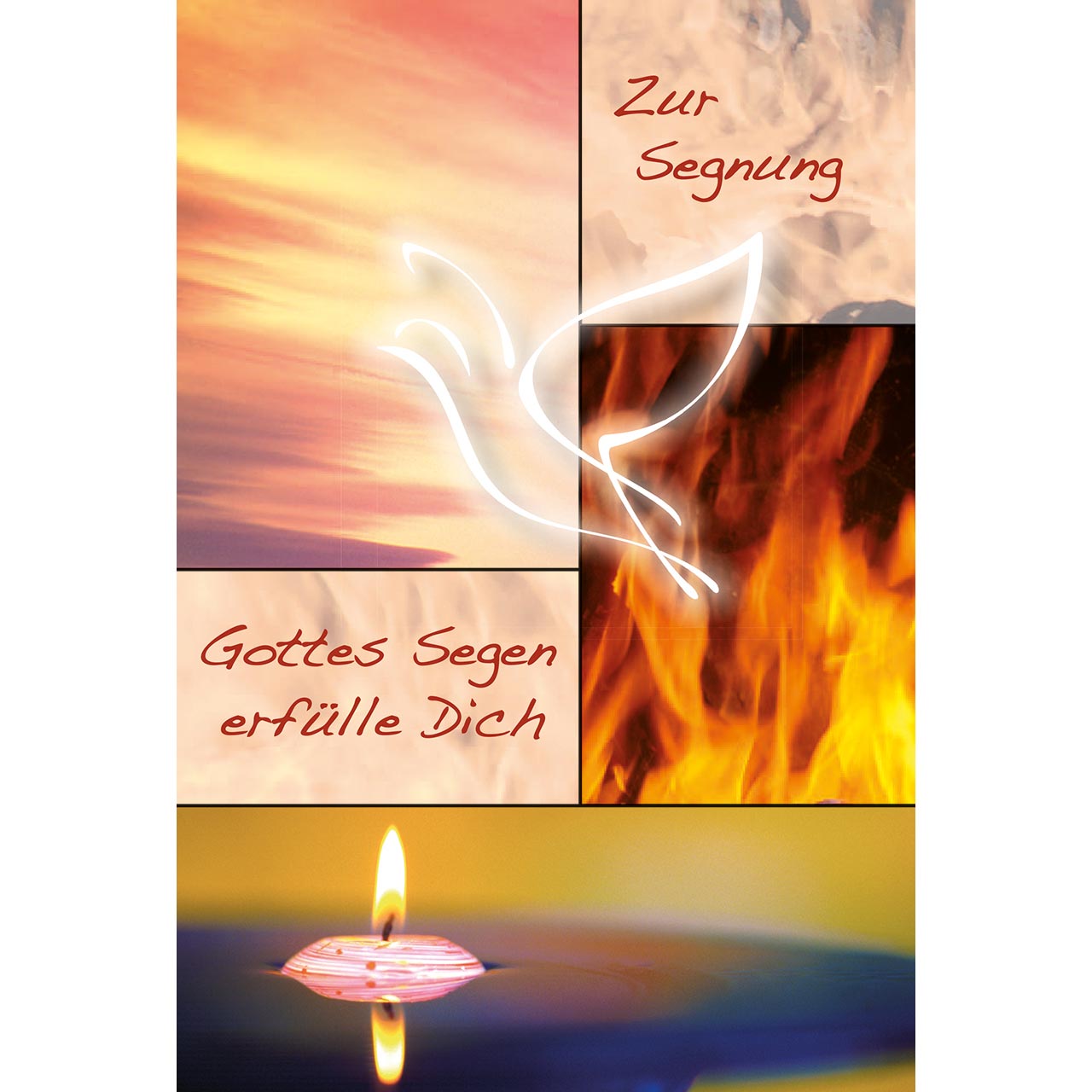 Gottes Segen erfülle Dich Faltkarte - Gottes Segen erfülle Dich - Taube Flammen Kerze
