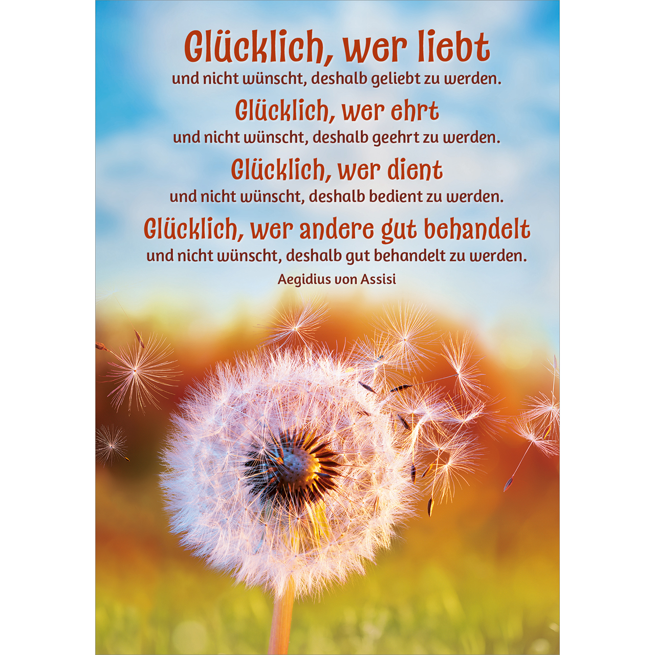 Postkarten - Glücklich, wer liebt - Pusteblume