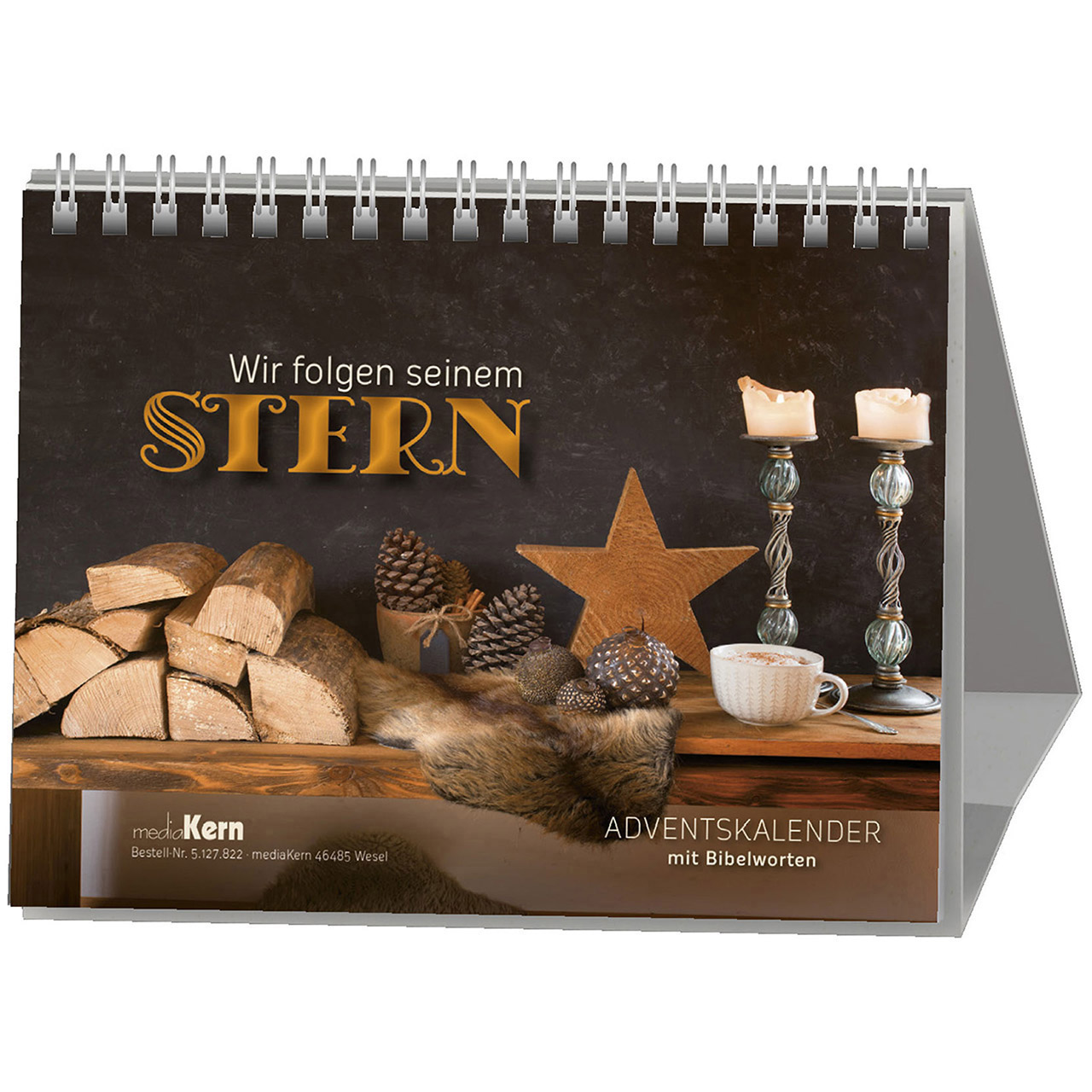 Wir folgen seinem Stern Aufstellbuch - Wir folgen seinem Stern - Kerzen Tasse Stern Tannenzapfen Holz
