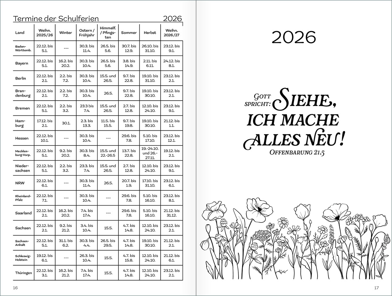 Buchkalender - Gott spricht: Siehe, ich mache alles neu! - Sprössling Trieb jung Pflanze grün Baumstamm