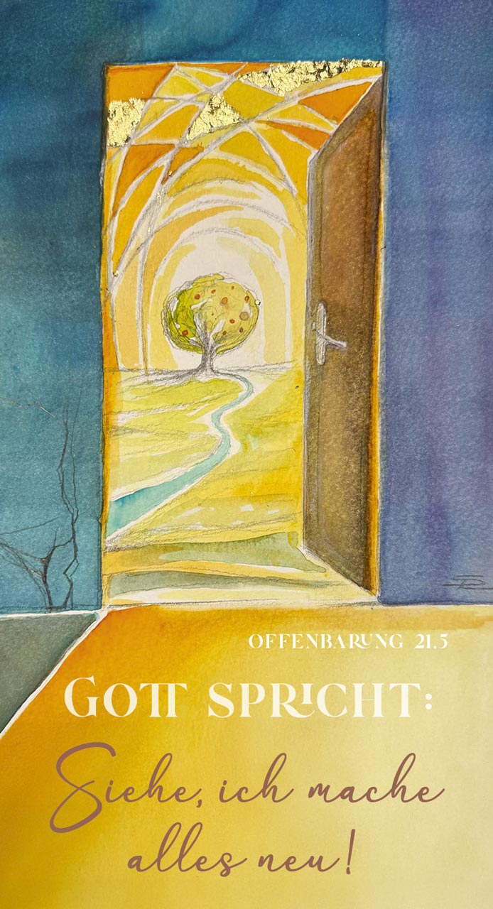 Wanddekoration - Metallschild 'Gott spricht: Siehe, ich mache alles neu! Offenbarung 21,5'