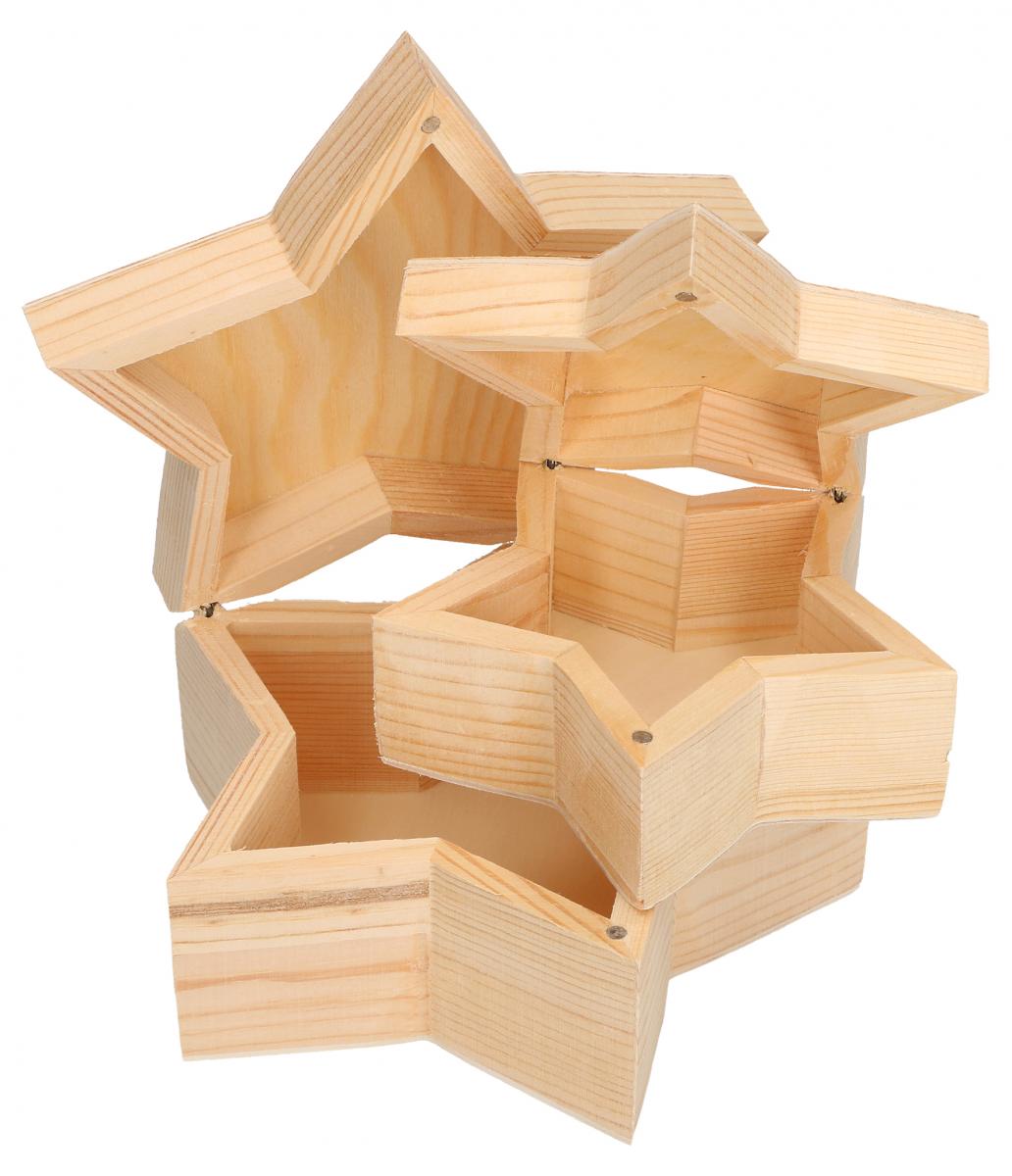 Schmuck & Accessoires - 2er Set Sterndosen aus Holz