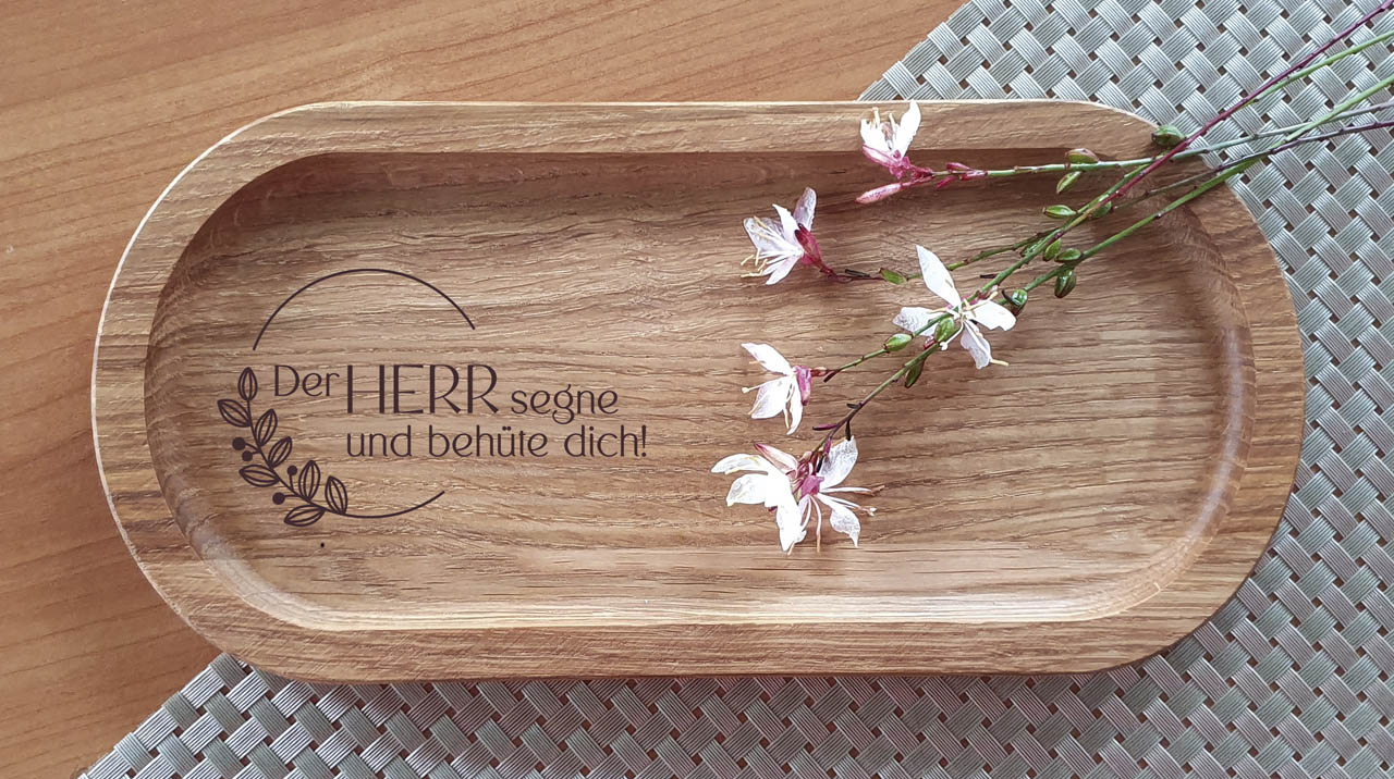 Dekoration - Holztablett "Der Herr segne und behüte dich!"