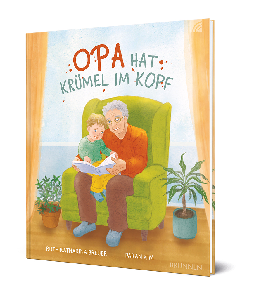 Buch - Opa hat Krümel im Kopf - Mann Kind Sessel Pflanzen Blumentopf Gardine