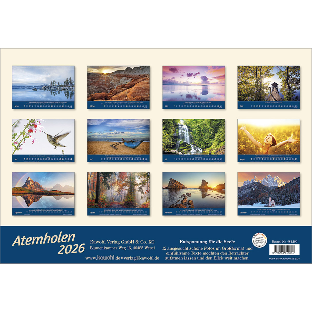 Wandkalender - Atemholen 2026