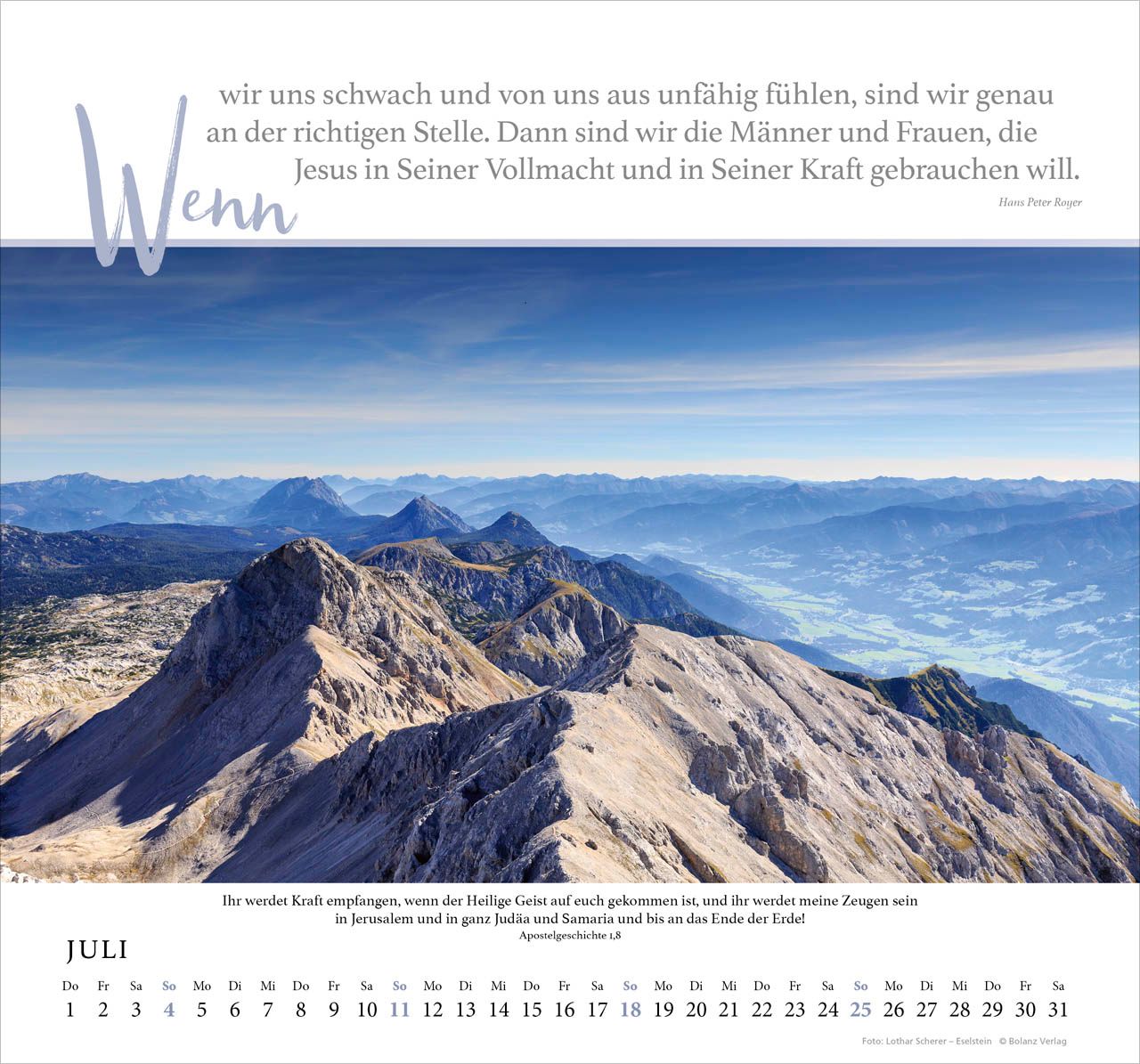 Wandkalender - Fels meiner Stärke 2027 Wandkalender