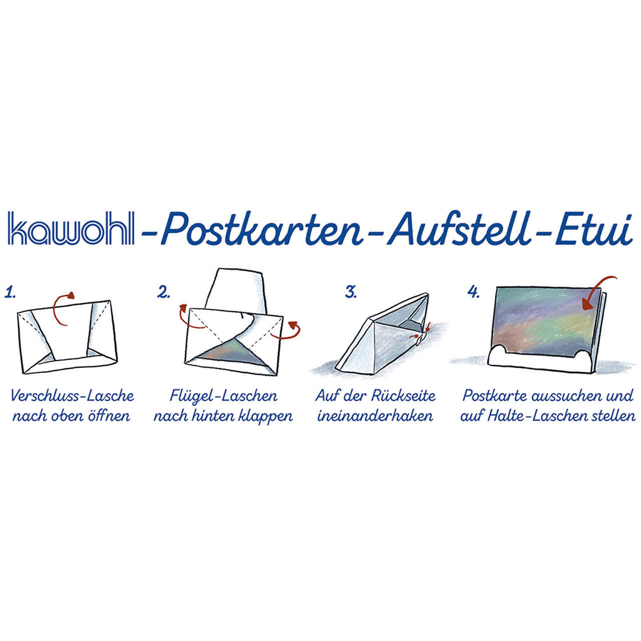 Karten-Aufstell-Etui - Ich wünsche dir Rückenwind - Meer Strand Vogel