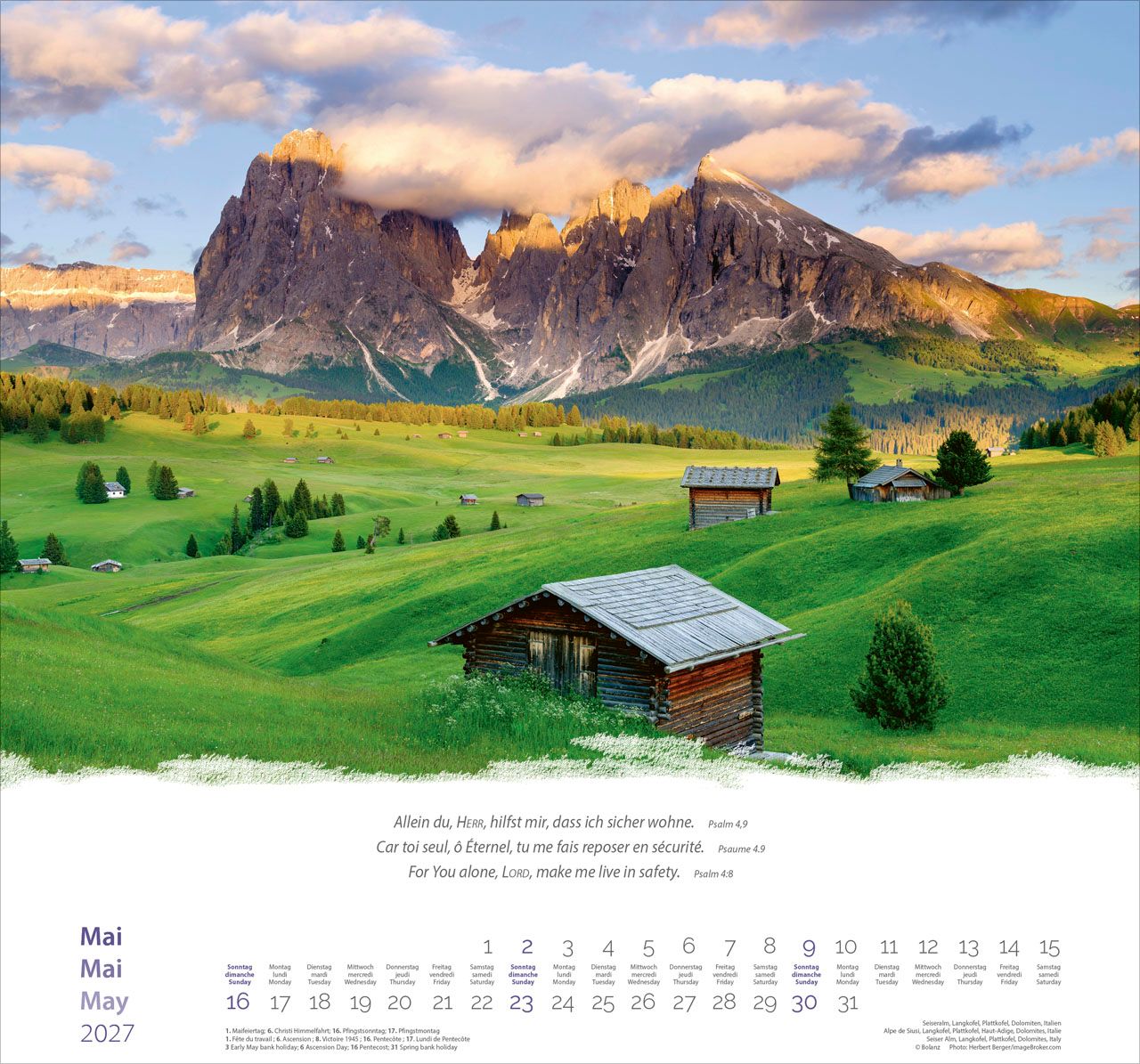 Wandkalender - Berge - Montagnes - Mountains 2027 Wandkalender