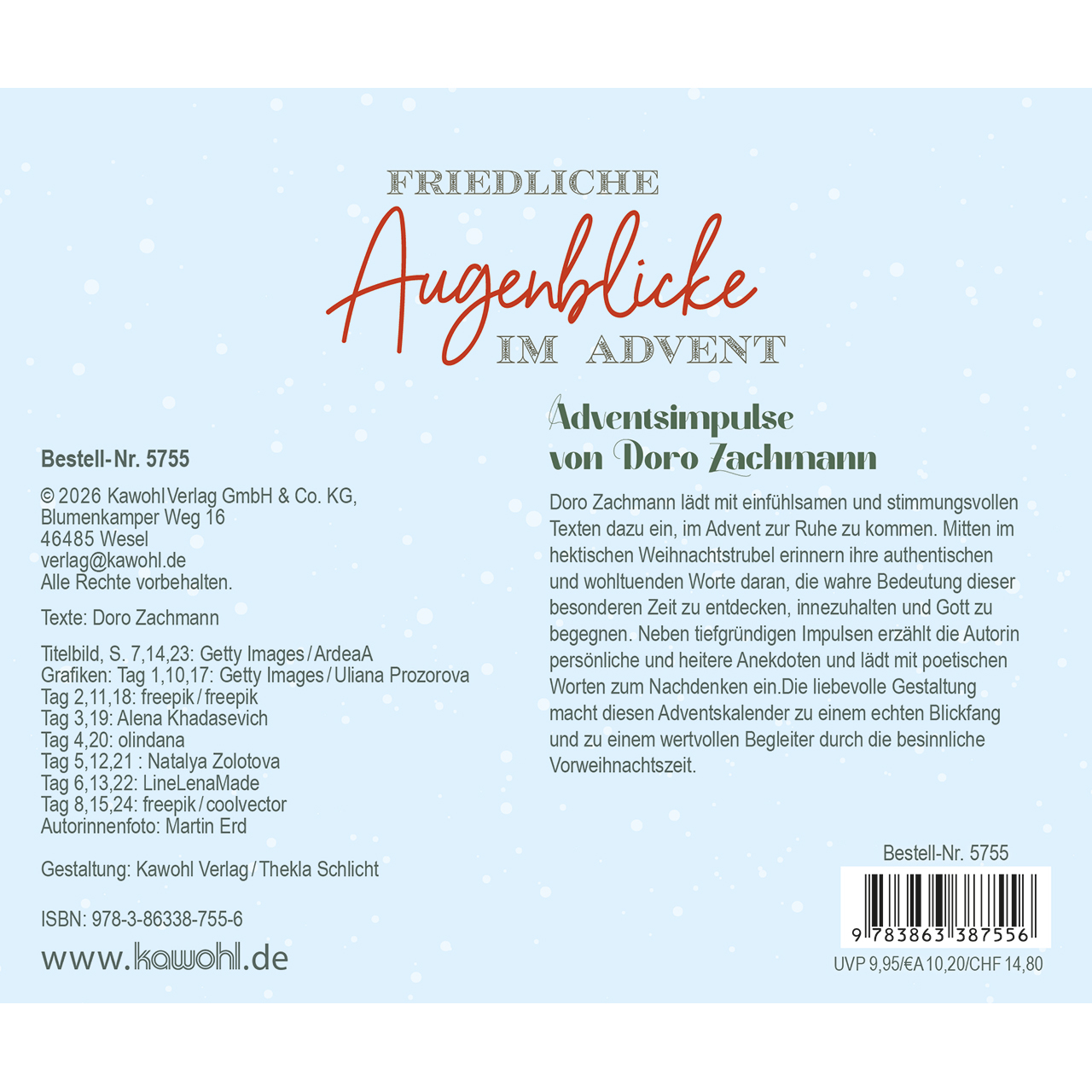 Adventskalender - Besinnliche Impulse von Doro Zachmann - Häuserzeite Winder Schnee Tannenbäume Baum