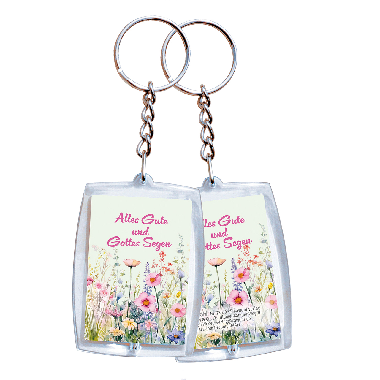 Schlüsselanhänger - Alles Gute und Gottes Segen - Aquarell Blumen