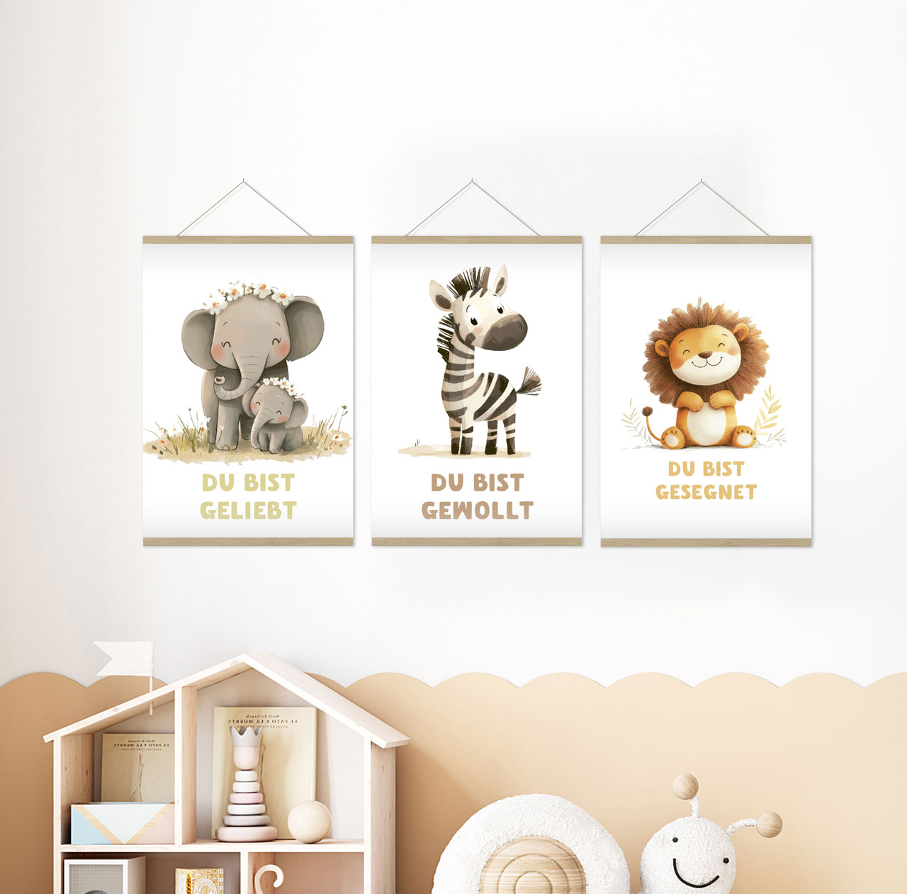 Poster - Poster-Set A4 Elefant, Zebra & Löwe