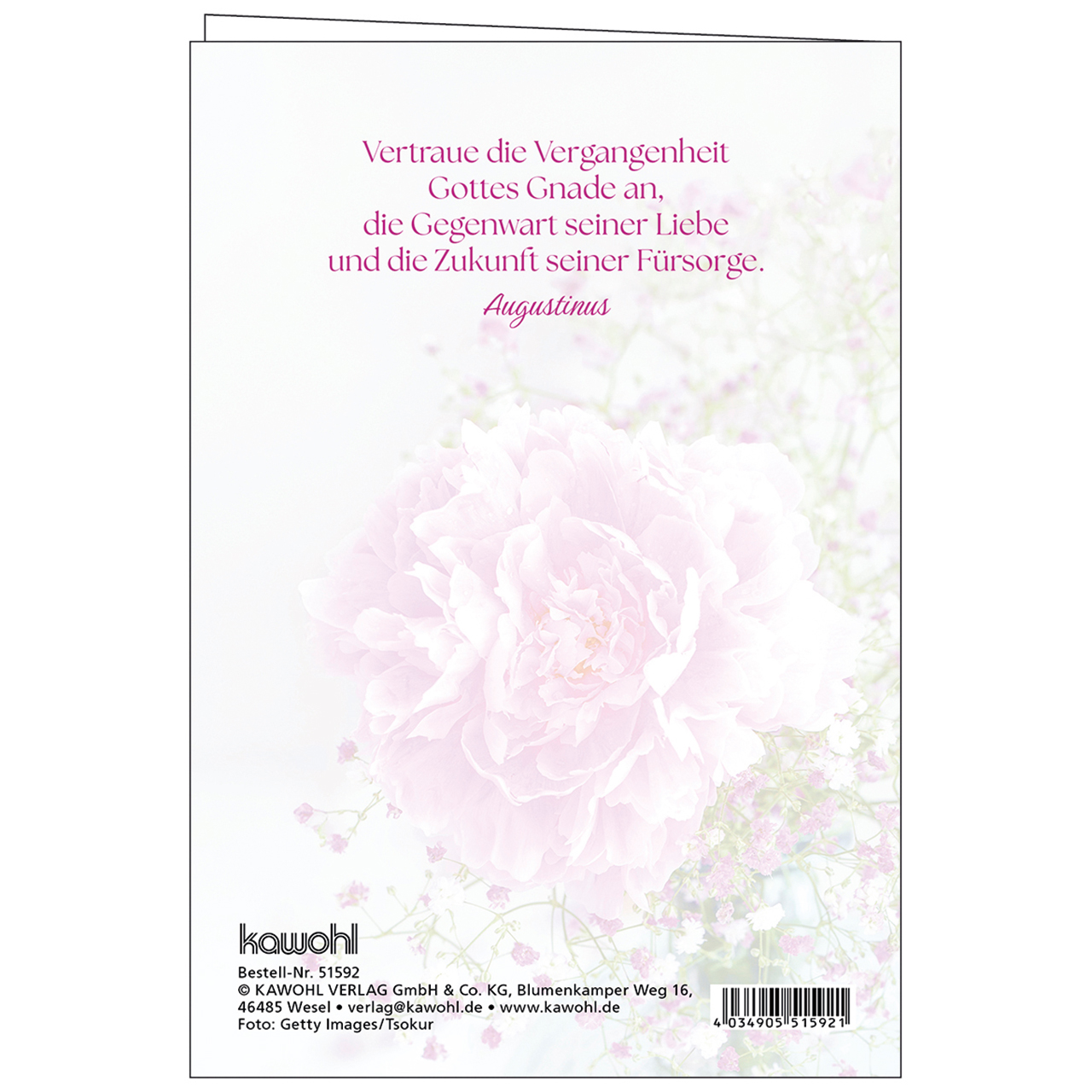 Faltkarte - Gottes Segen zum Geburtstag - Pfingstrose pink Strauch