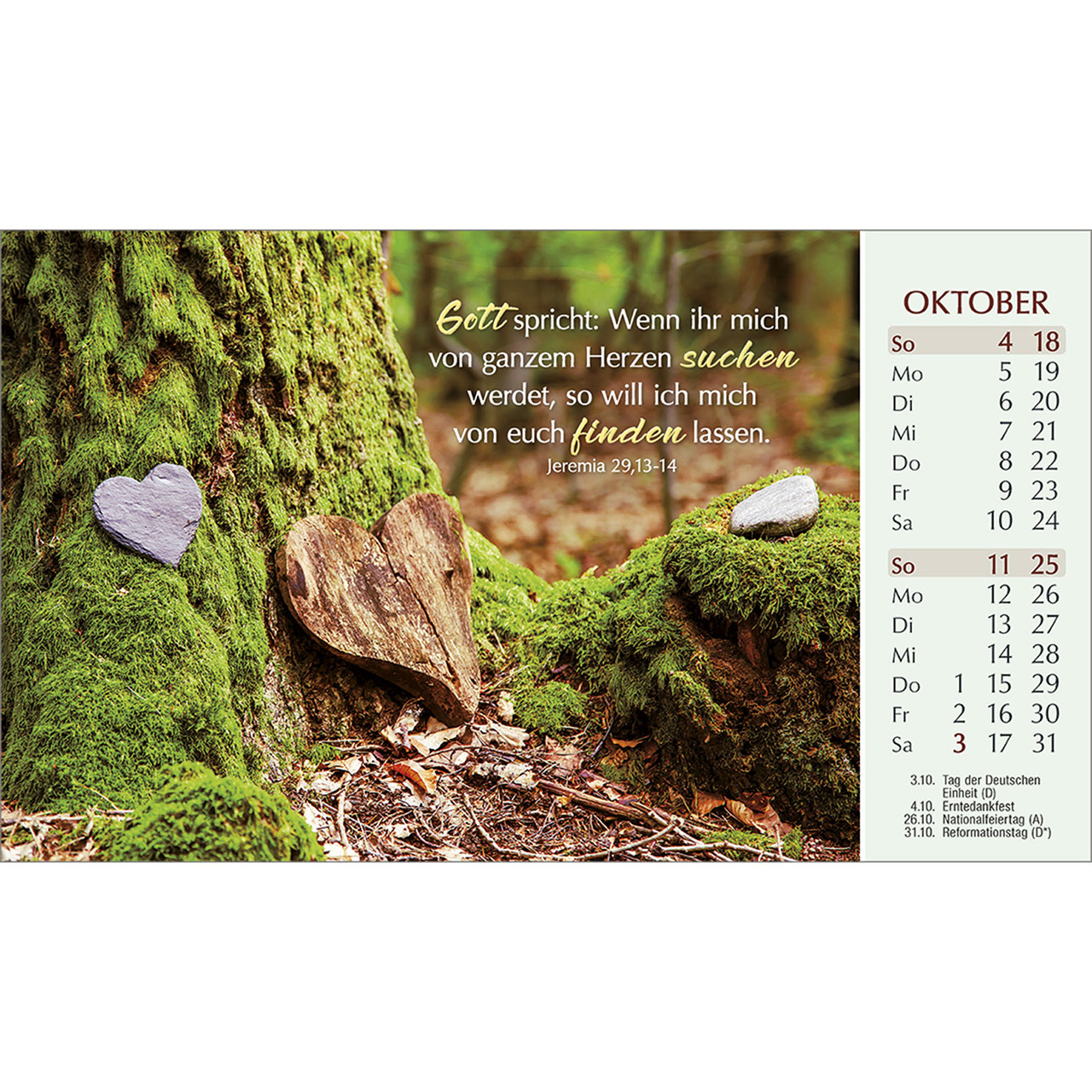 Postkartenkalender - Heute und morgen bin ich geborgen 2026