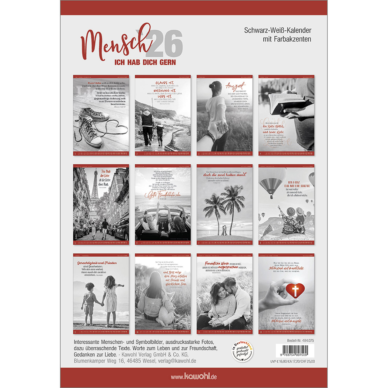 Wandkalender - Mensch ich hab dich gern 2026