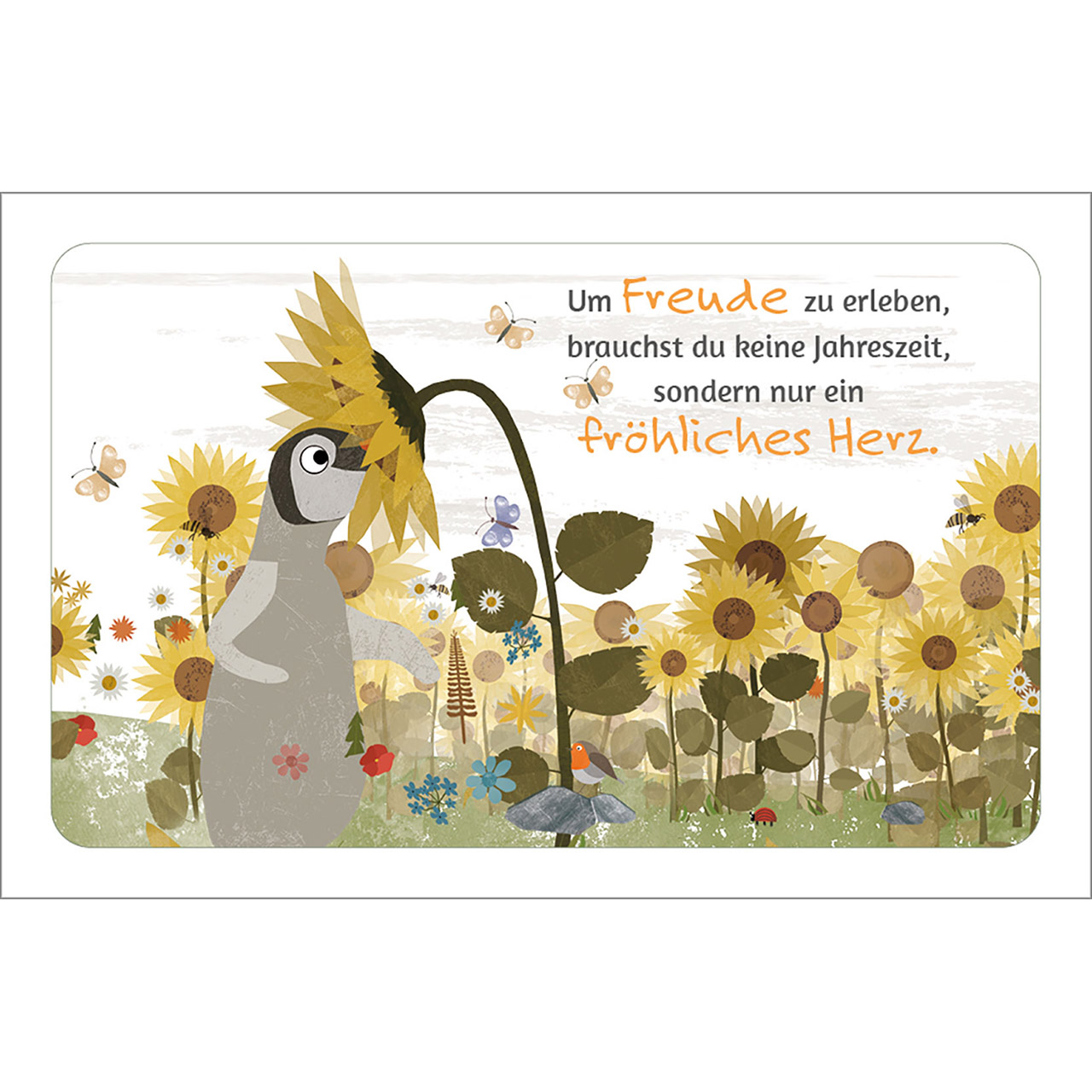 Karten-Box Kunststoff - Wunderbar ist das Leben - Pinguin Schildkröte