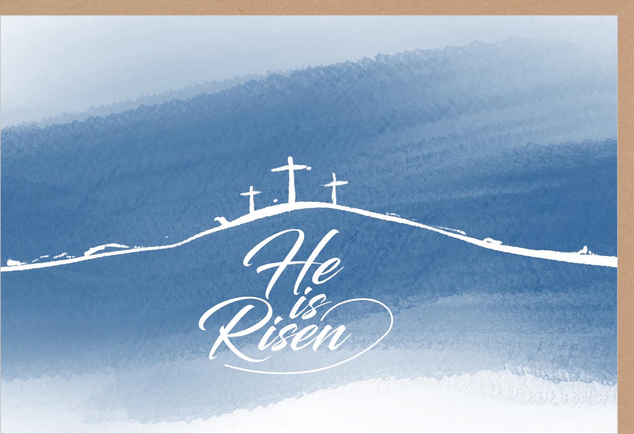 Faltkarte - Faltkarte 'He is risen' - Kreuze