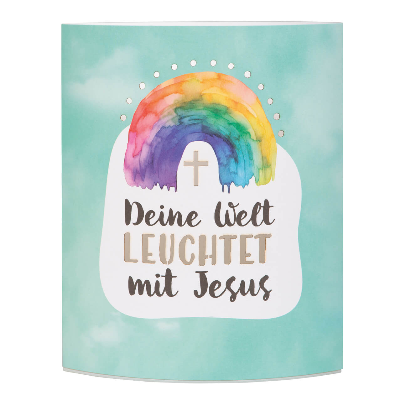 Dekoration - LED-Dekoleuchte 'Deine Welt leuchtet mit Jesus'