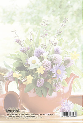 Faltkarte - Gute Besserung - Blumenstrauß in Teekanne