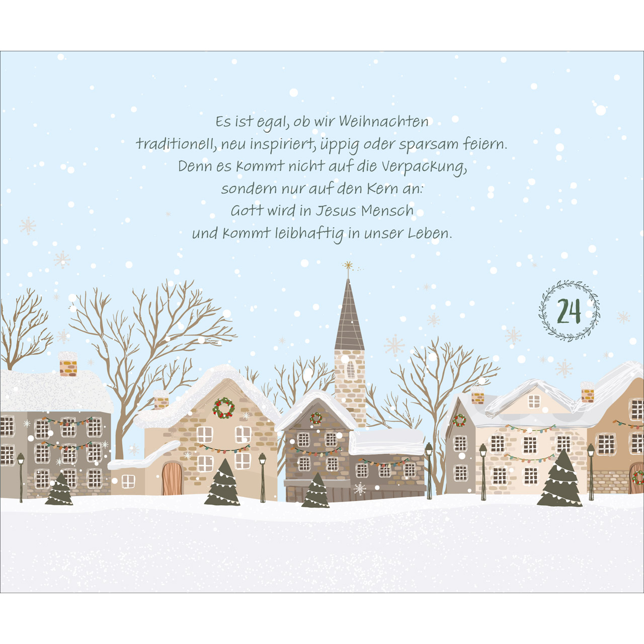 Adventskalender - Besinnliche Impulse von Doro Zachmann - Häuserzeite Winder Schnee Tannenbäume Baum