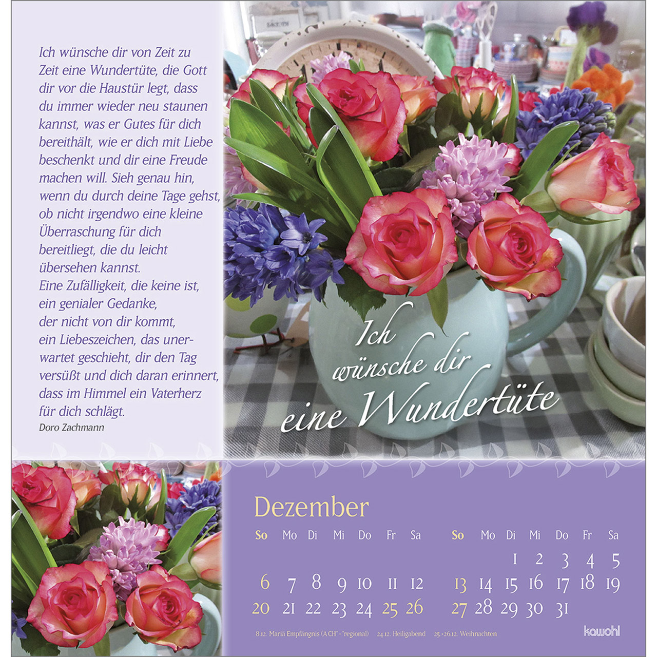 Wandkalender - Rosenduft mit guten Wünschen 2026