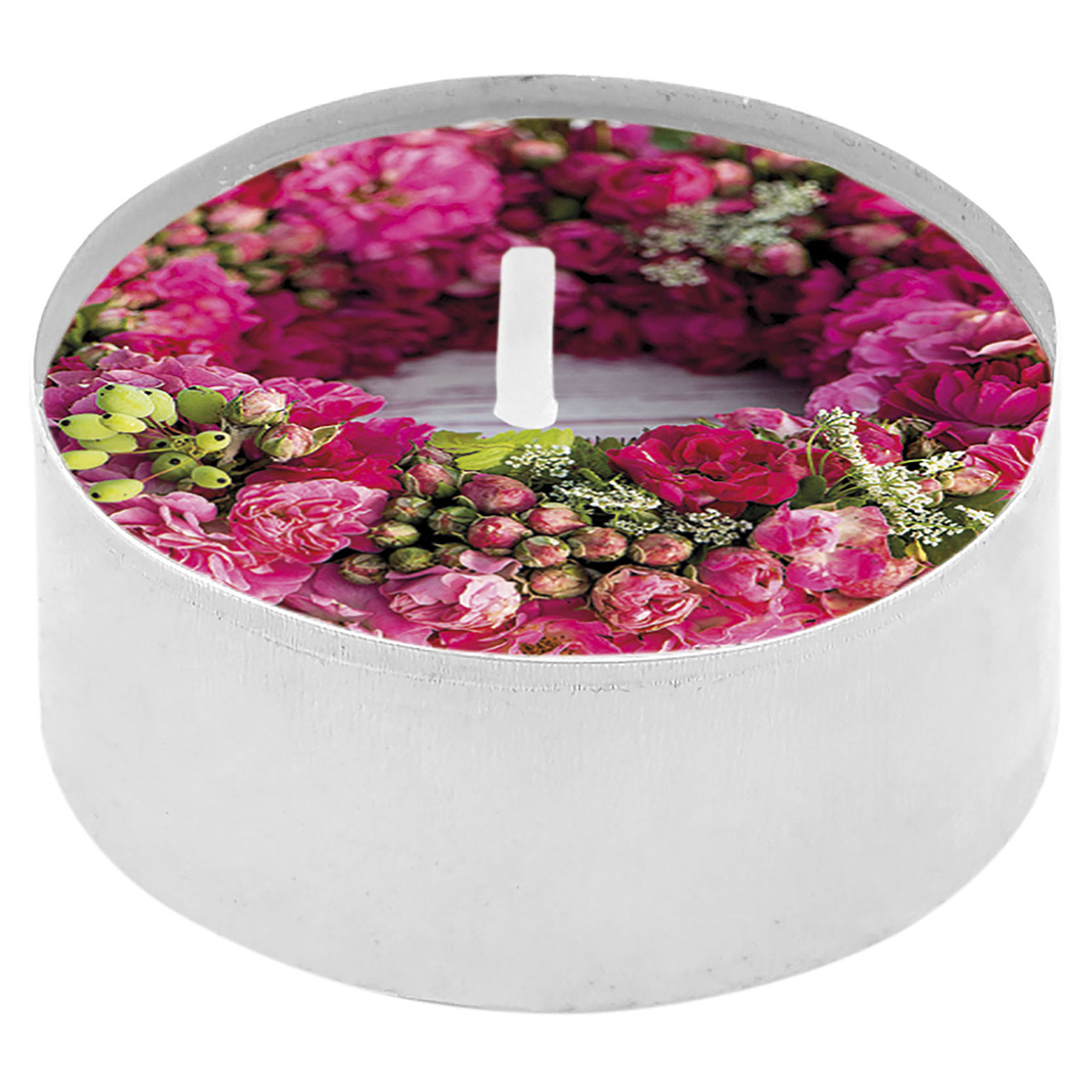 Teelicht mit Grußkarte - Alles Gute und Gottes Segen - Collagen / Rosen