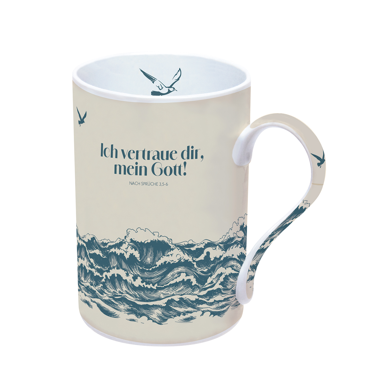 Tasse - Ich vertraue dir, mein Gott - Wellen Möwe Vogel
