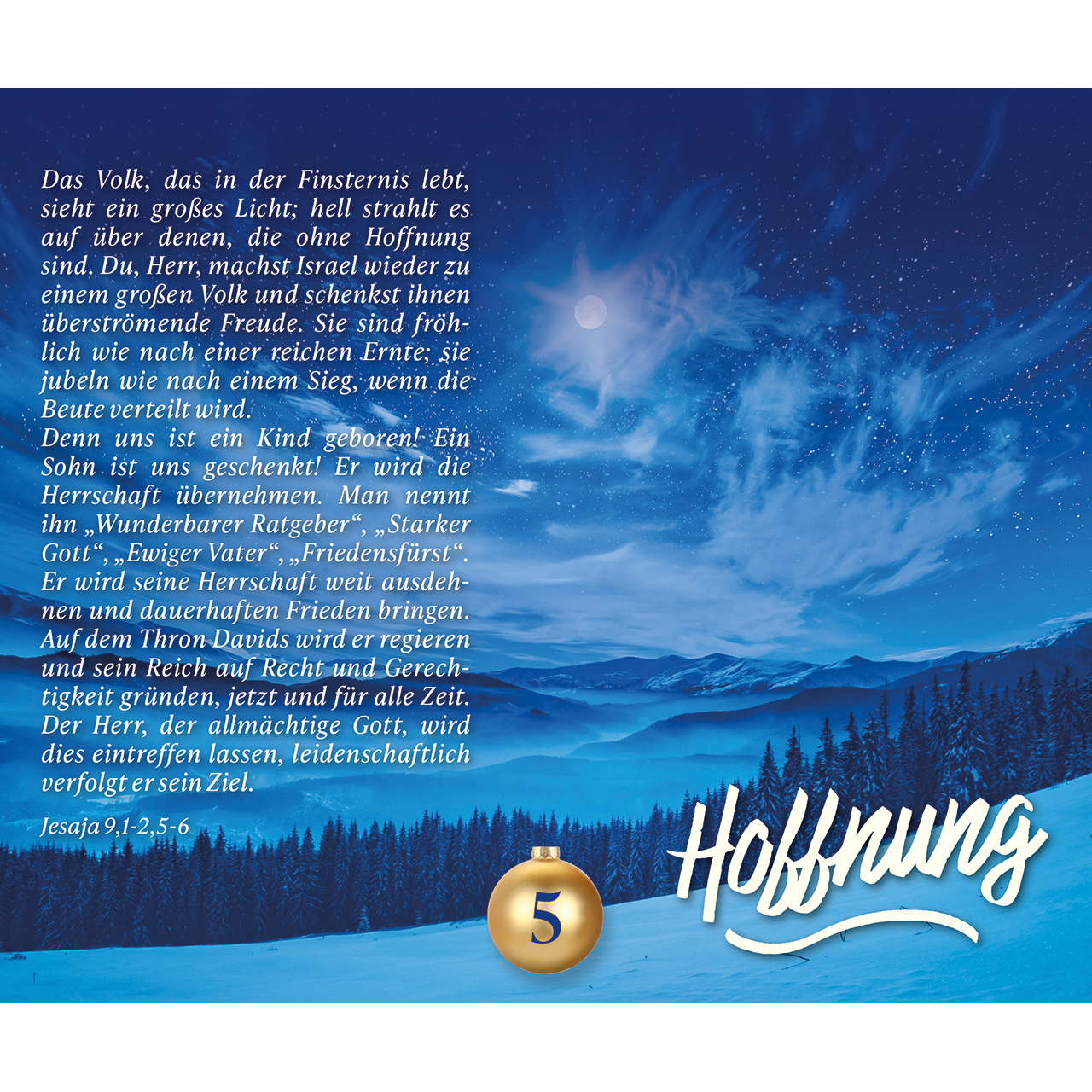 Adventskalender - Wie ein helles Licht in der Nacht - Weihnachtskugel Glas Krippe Maria Josef Jesus Baby Kuh Ochs Esel