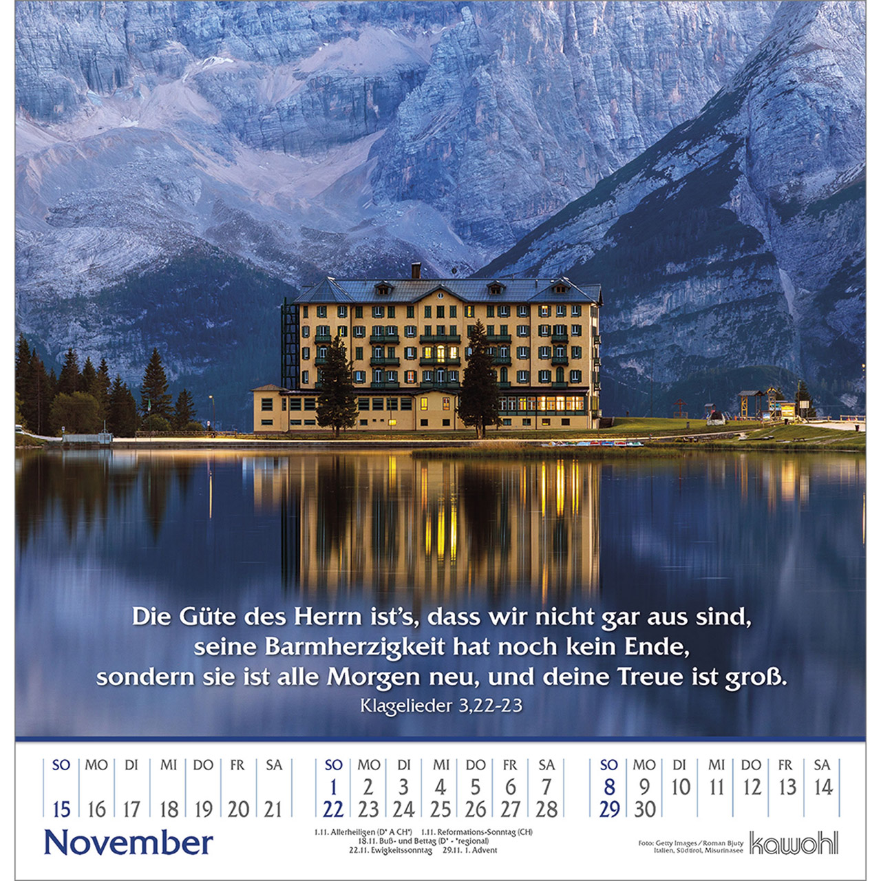 Wandkalender - Glanz der Berge 2026