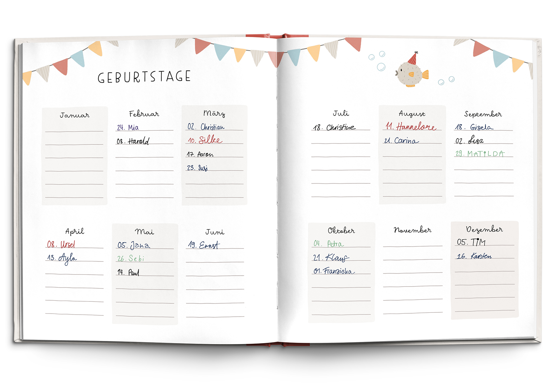 Buch - Meine Familie in einem Buch - Bilderrahmen Leuchturm Spiegel Fisch