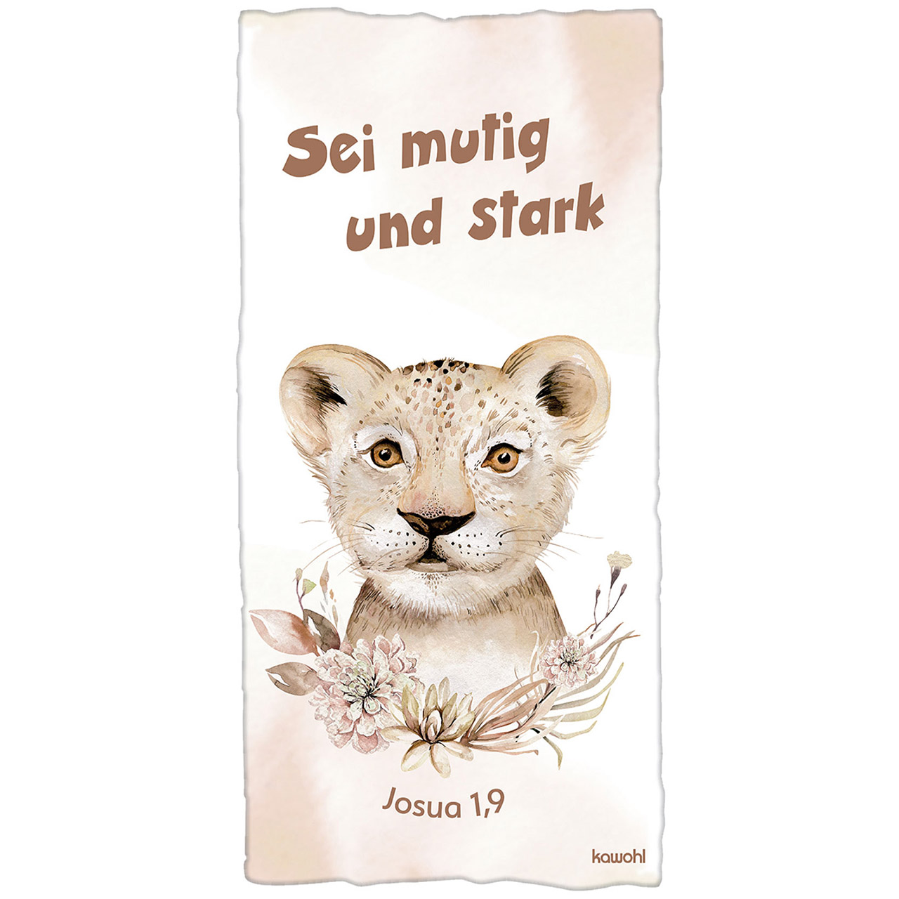 Überraschungs-Handtuch - Sei mutig und stark - Löwenbaby Grafik Blumen