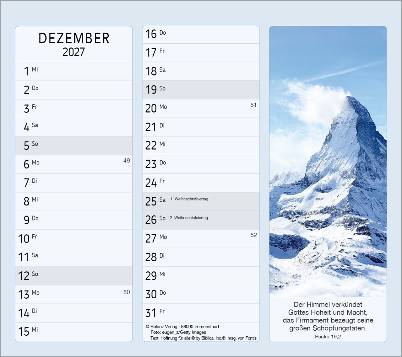 Terminkalender - Vormerk-Kalender 2027 mit Bibelversen