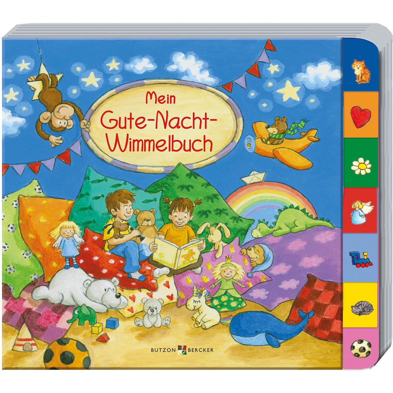 Buch - Mein Gute-Nacht-Wimmelbuch - Kinder Stofftiere Decken Kissen Buch Wimpelkette Sterne Wolken Puppen