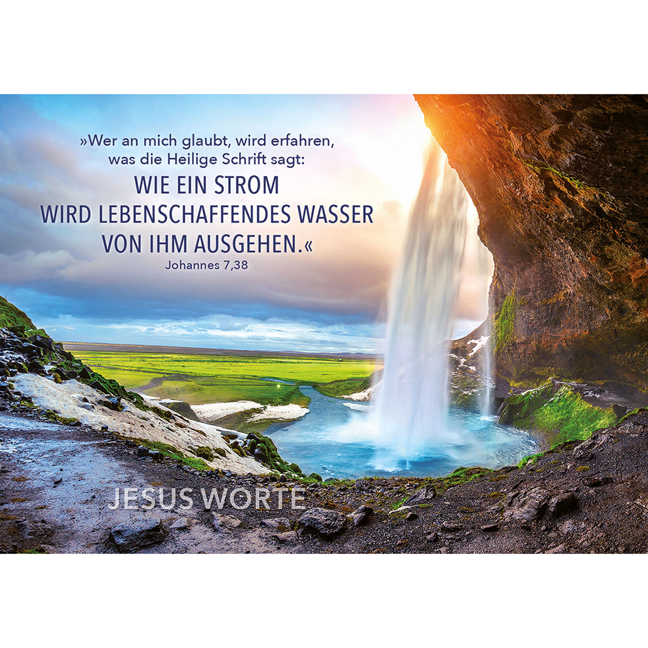 Karten-Aufstell-Etui - Seid ohne Sorge - Sonne Bäume Vögel Vogelschwarm