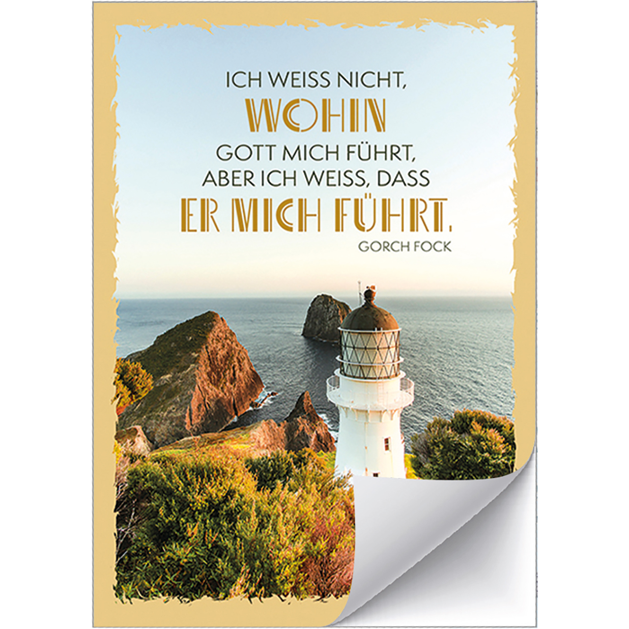 Postkarten mit Aufklebern - Ich weiß nicht, wohin mich Gott führt - Leuchtturm Felsen Wasser Meer