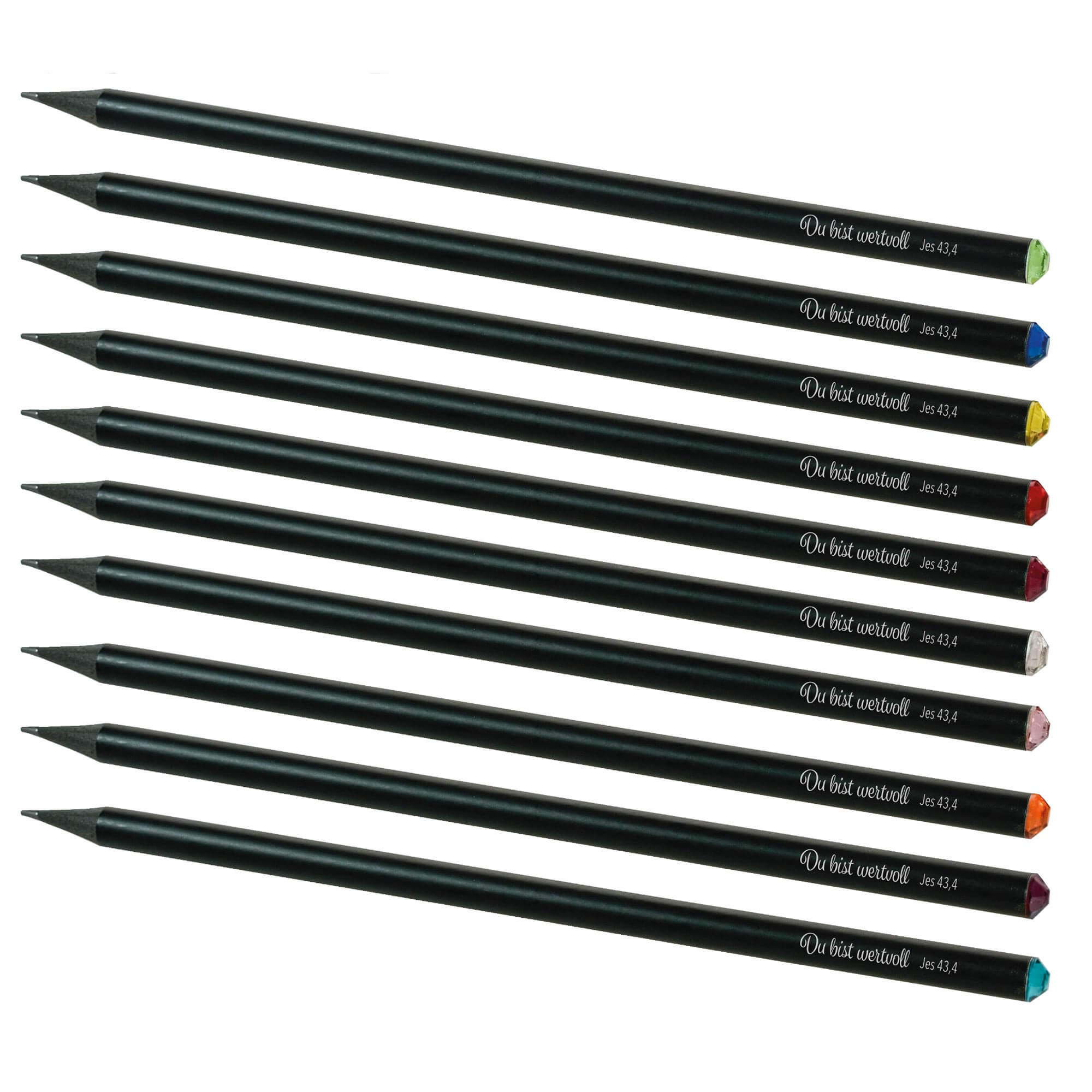 Bleistift - Kristallbleistift 'Du bist wertvoll Jes.43,4' sortiert - Stift schwarz