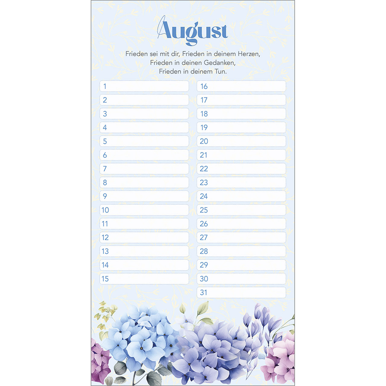 Immerwährender Kalender - Dankbar für dich - Aquarell Blumen