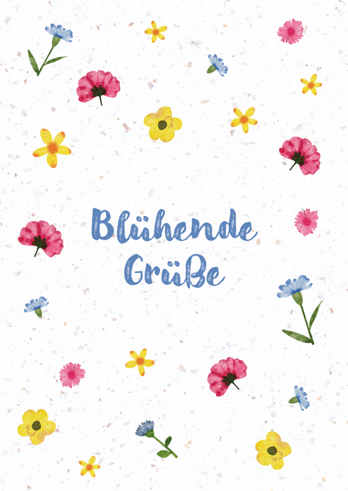 Faltkarte - Faltkarte 'Blühende Grüße' (Samenpapier) - Blumen