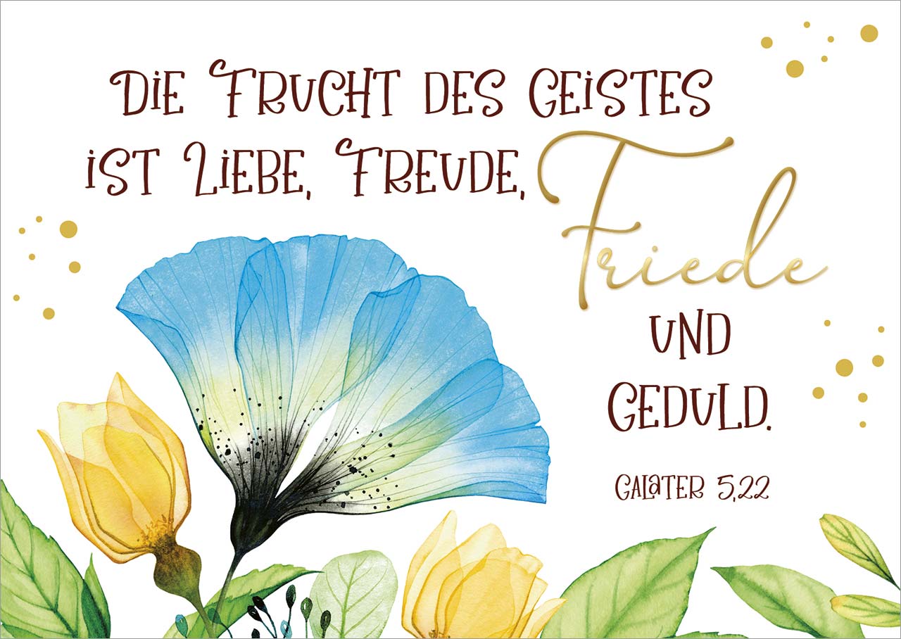 Postkarte - Postkarte Lovely - Blüten Blätter Punkte