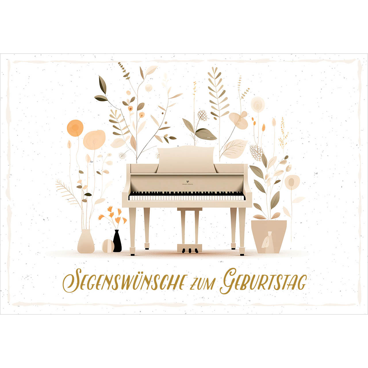 Postkarten - Postkarte 'Segenswünsche zum Geburtstag' 12x                Motiv: Klavier - Klavier Blumen Vasen Blüten