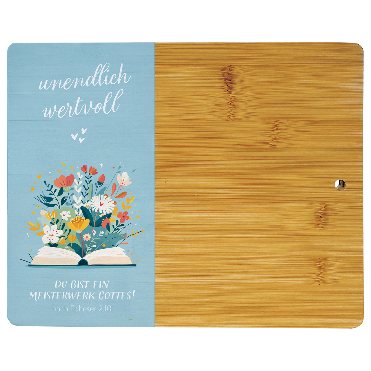 Frühstücks-Brettchen - unendlich wertvoll - Buch Blumen Grafik Herzen